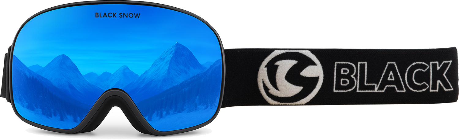 Black Snow Skibrille mit blauem Glas und schwarzem Brillenband